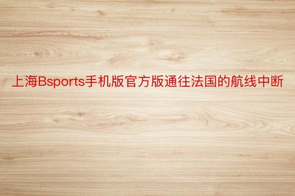 上海Bsports手机版官方版通往法国的航线中断